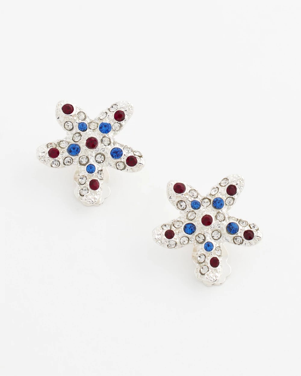 Chico's Jewelry Red White & Blue Starfish Clip-On Earrings