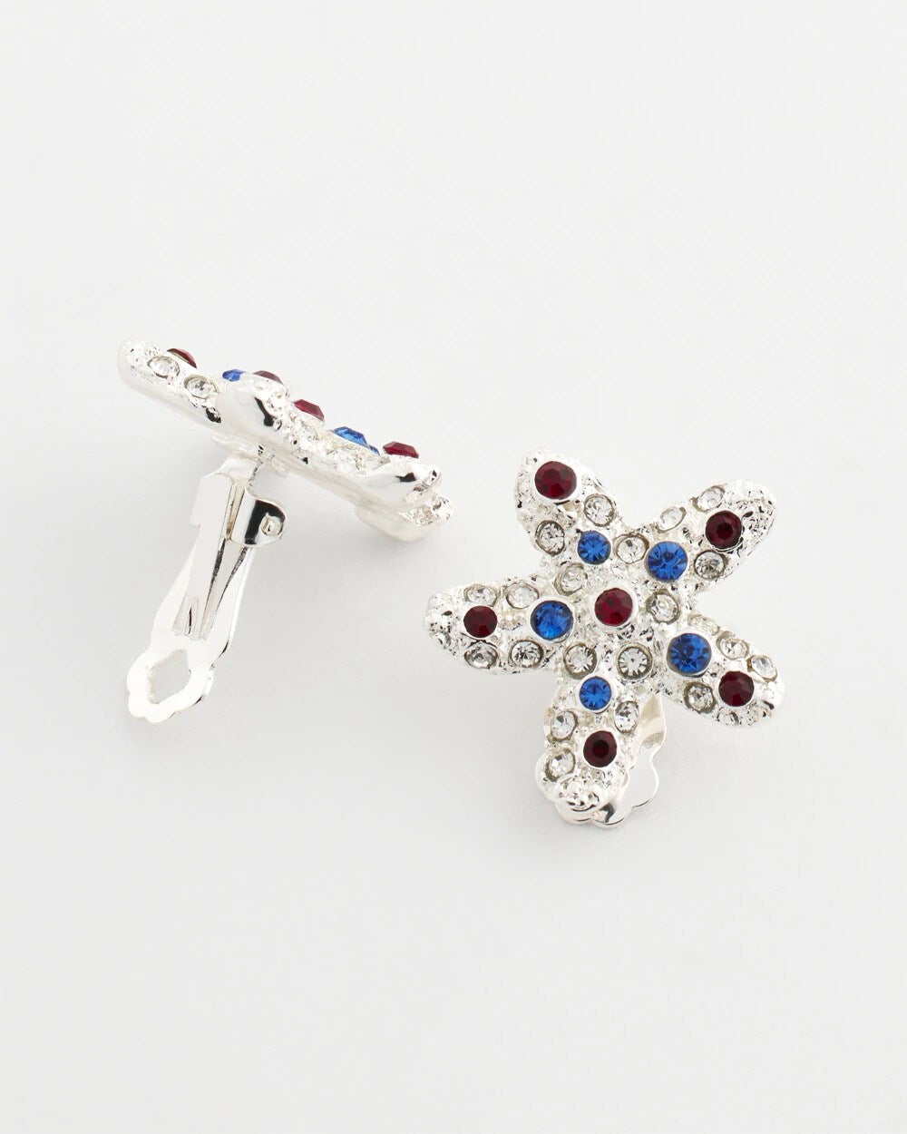 Chico's Jewelry Red White & Blue Starfish Clip-On Earrings
