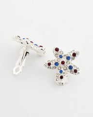 Chico's Jewelry Red White & Blue Starfish Clip-On Earrings
