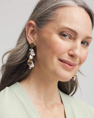 Chico's Jewelry Floral Pearl Charm Earrings
