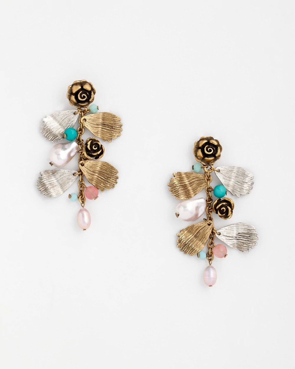 Chico's Jewelry Floral Pearl Charm Earrings