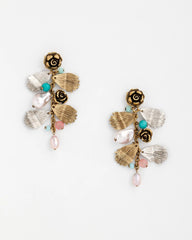 Chico's Jewelry Floral Pearl Charm Earrings