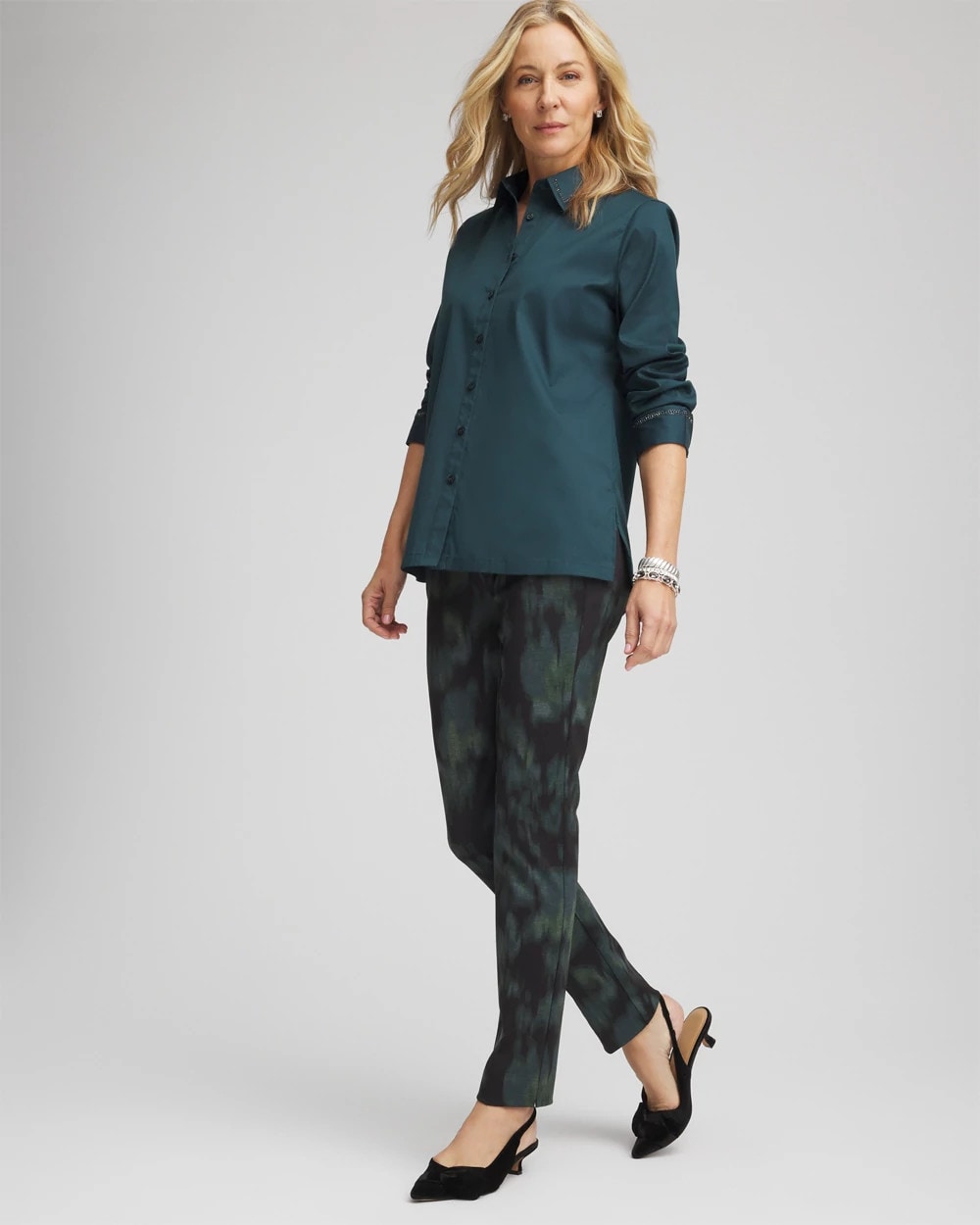 Chico's Collections Brinkly Blur Juliet Slim Ankle Pants