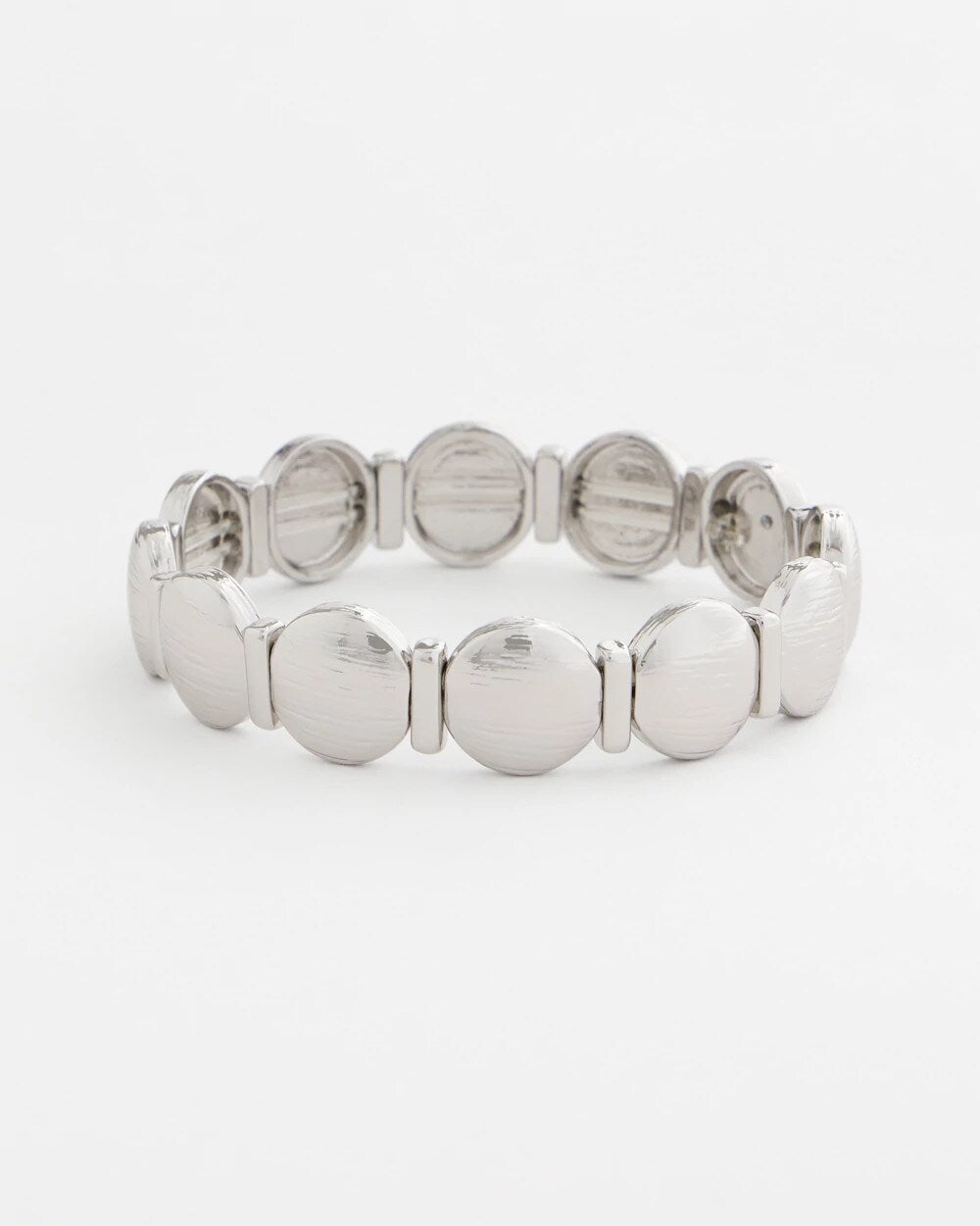 Chico's Jewelry Silver Textured Circle Stretch Bracelet