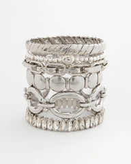 Chico's Jewelry Silver Textured Circle Stretch Bracelet
