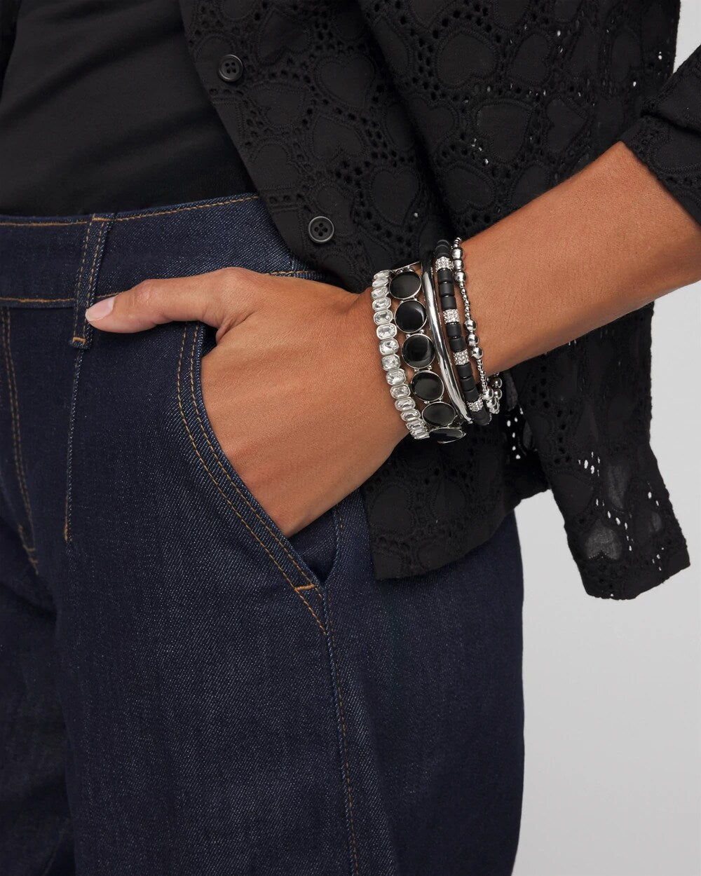 Chico's Jewelry Reversible Round Stretch Bracelet
