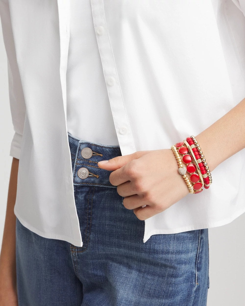 Chico's Jewelry Gold Heart Stretch Bracelet
