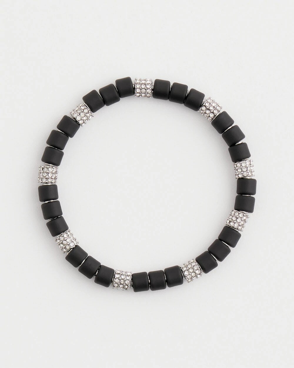 Chico's Jewelry Black Barrel Bead Stretch Bracelet