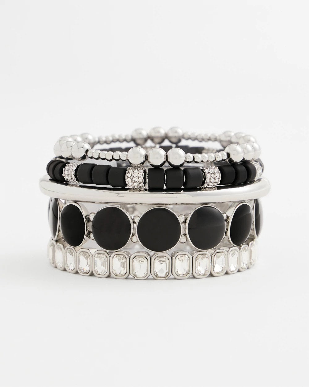 Chico's Jewelry Black Barrel Bead Stretch Bracelet