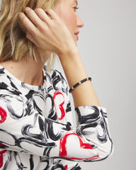 Chico's Jewelry Black Barrel Bead Stretch Bracelet