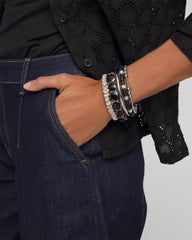 Chico's Jewelry Black Barrel Bead Stretch Bracelet