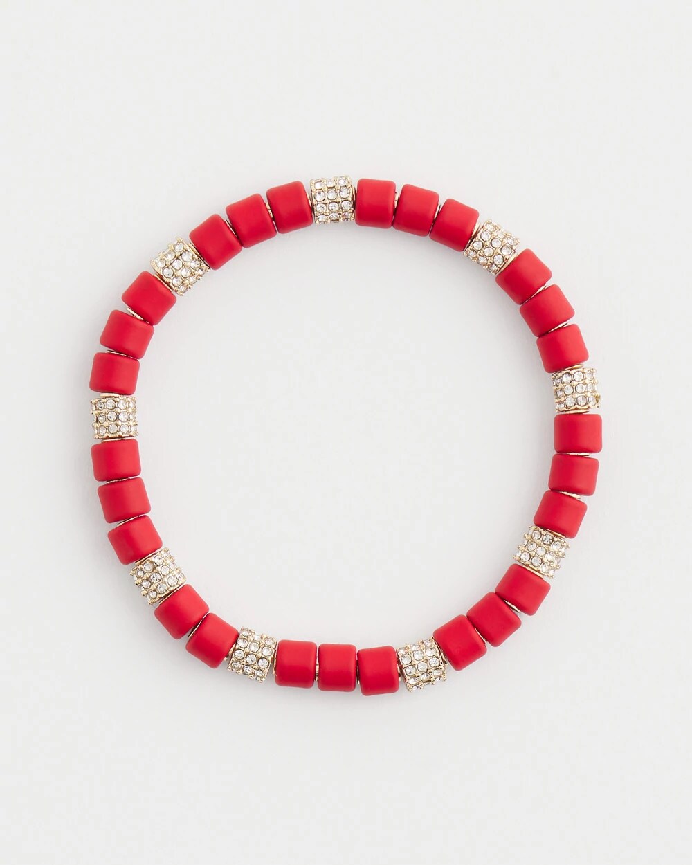 Chico's Jewelry Red Barrel Bead Stretch Bracelet
