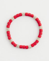 Chico's Jewelry Red Barrel Bead Stretch Bracelet