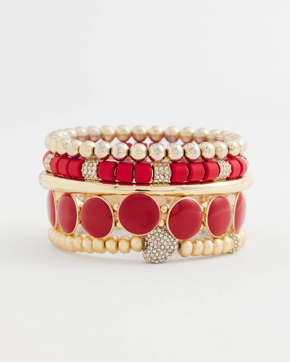 Chico's Jewelry Red Barrel Bead Stretch Bracelet