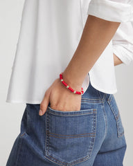 Chico's Jewelry Red Barrel Bead Stretch Bracelet