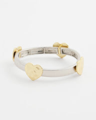 Chico's Jewelry Mixed Metal Heart Stretch Bracelet