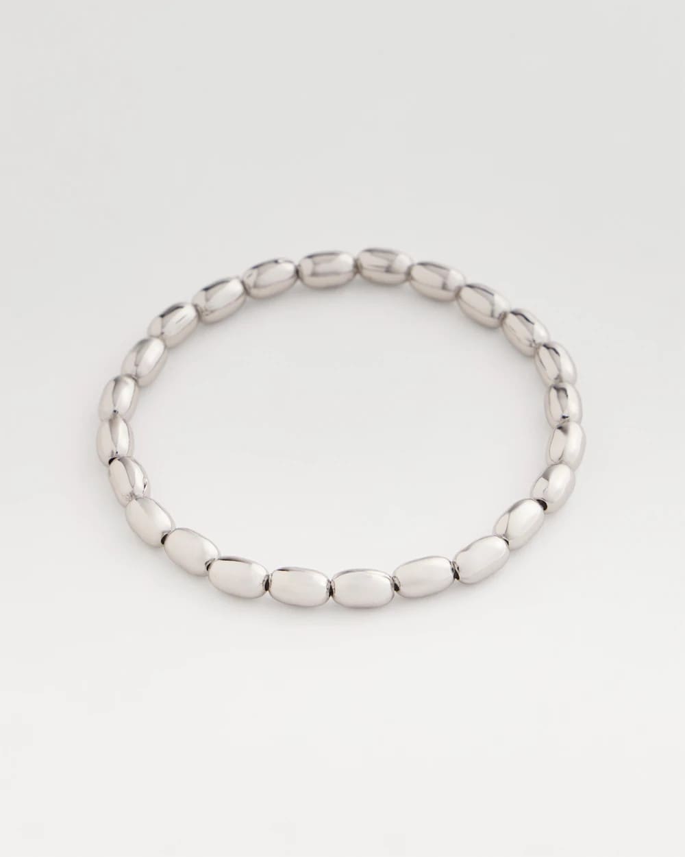 Chico's Jewelry Silvertone Oval Beaded Stretch Bracelet