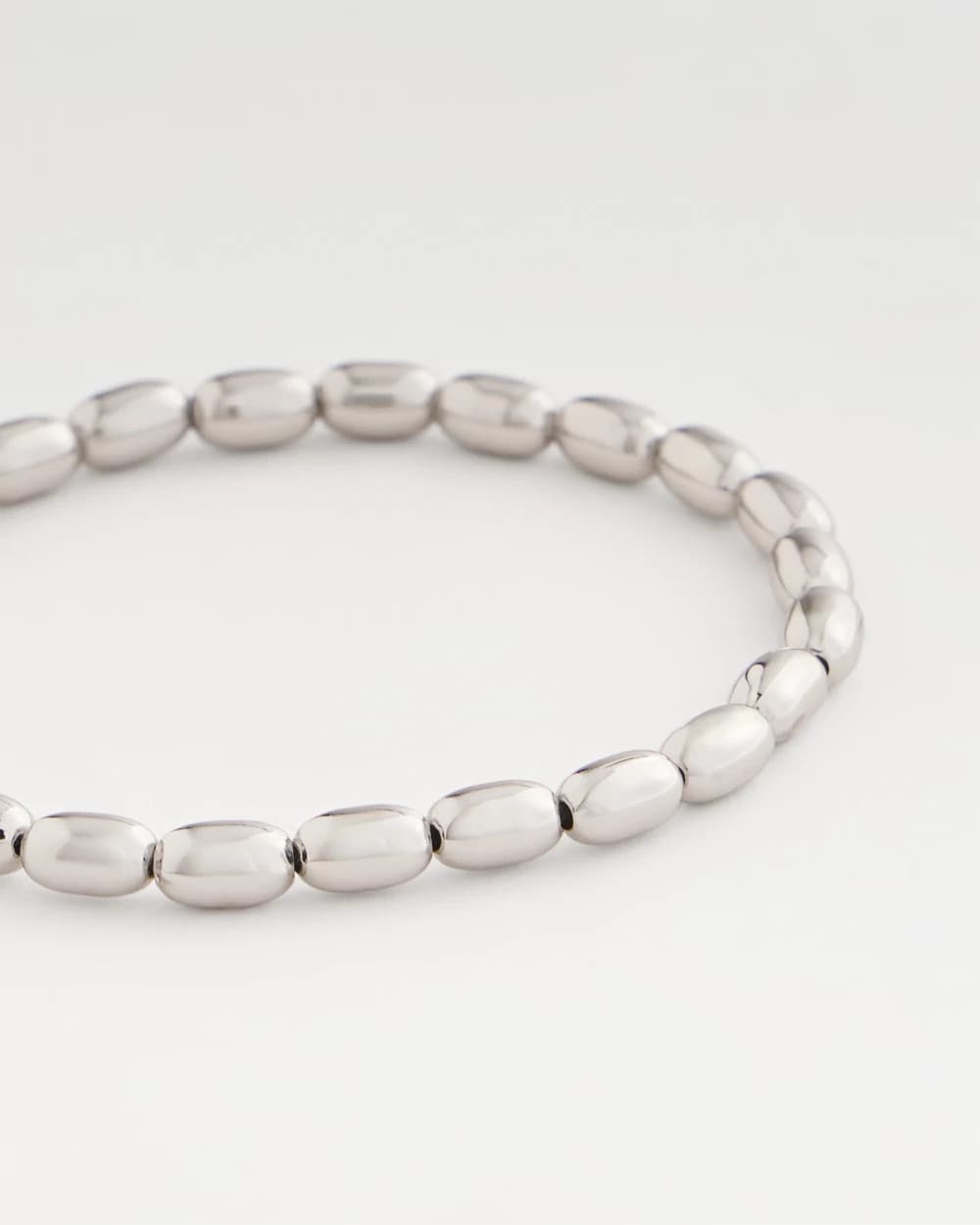 Chico's Jewelry Silvertone Oval Beaded Stretch Bracelet