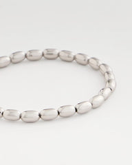 Chico's Jewelry Silvertone Oval Beaded Stretch Bracelet