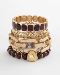 Chico's Jewelry Chianti Stretch Beaded Charm Bracelet
