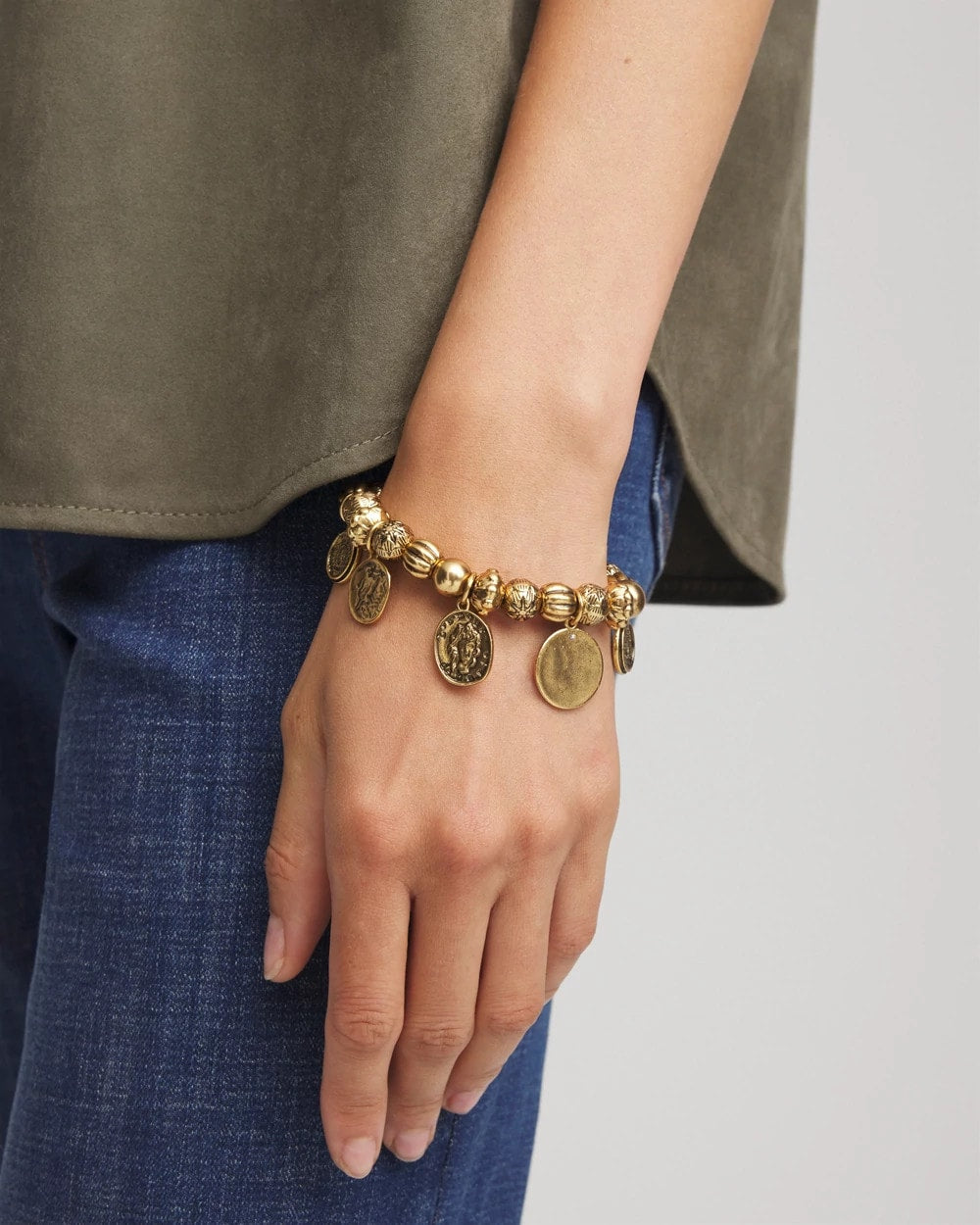 Chico's Jewelry Coin Charm Stretch Bracelet