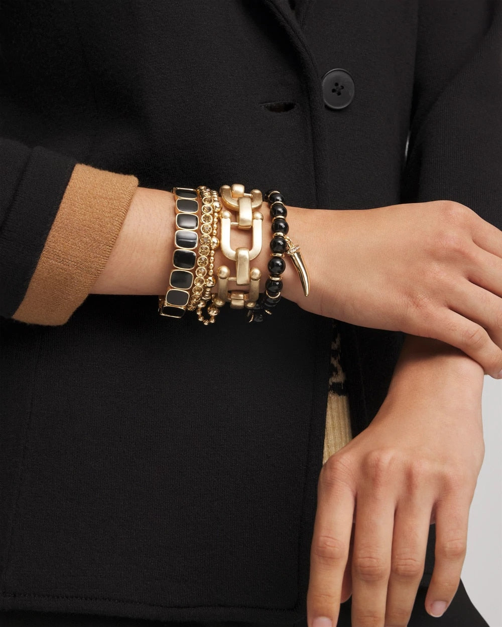 Chico's Jewelry Chico's Originals Black Square Stretch Bracelet