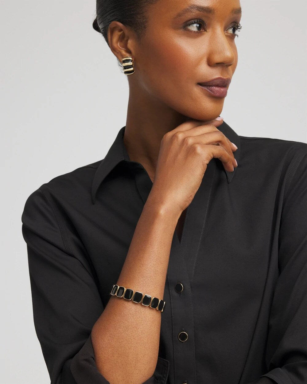 Chico's Jewelry Chico's Originals Black Square Stretch Bracelet