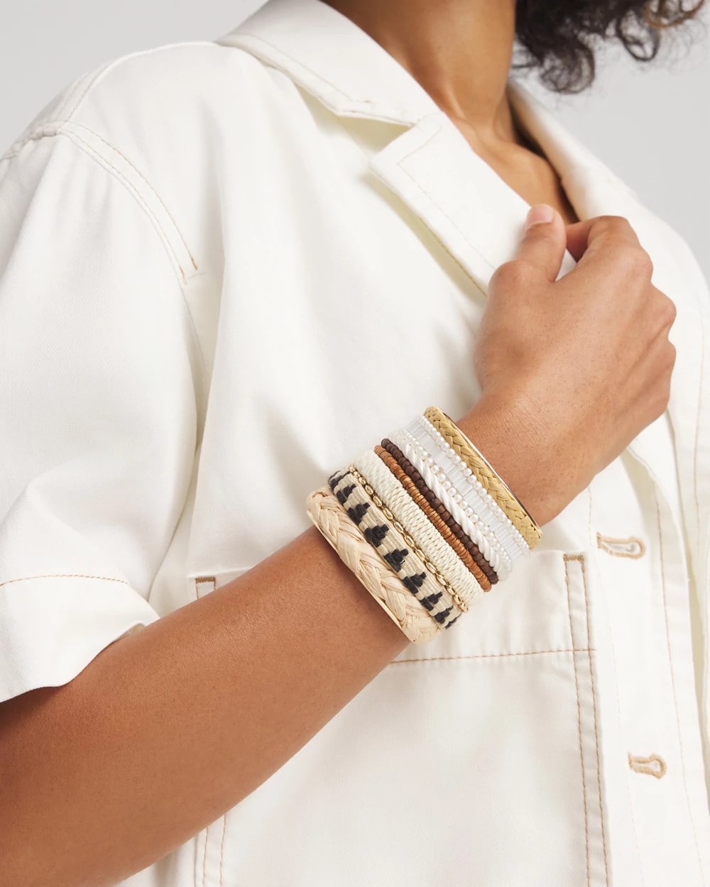 Chico's Jewelry Mixed Media Textured Cuff Bracelet