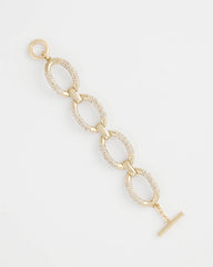 Chico's Jewelry Large Pave Link Toggle Bracelet