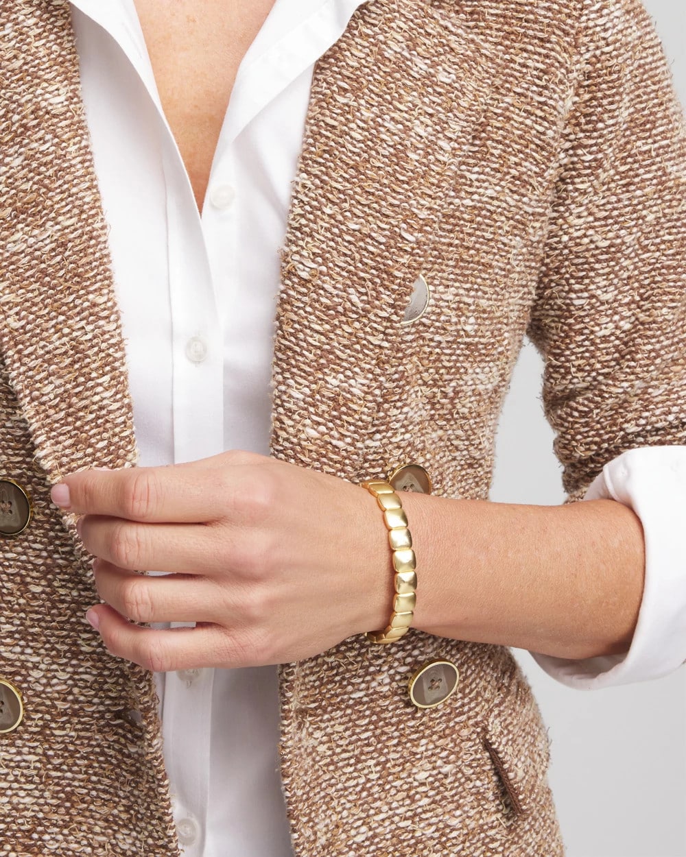 Chico's Jewelry Golden Matte Square Stretch Bracelet