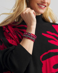 Chico's Jewelry Red Stretch Set of Five Beaded Bracelets