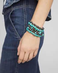 Chico's Jewelry Turquoise Stone Stretch Set of Five Beaded Bracelets