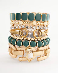 Chico's Jewelry Resin Goldtone Square Stretch Bracelet