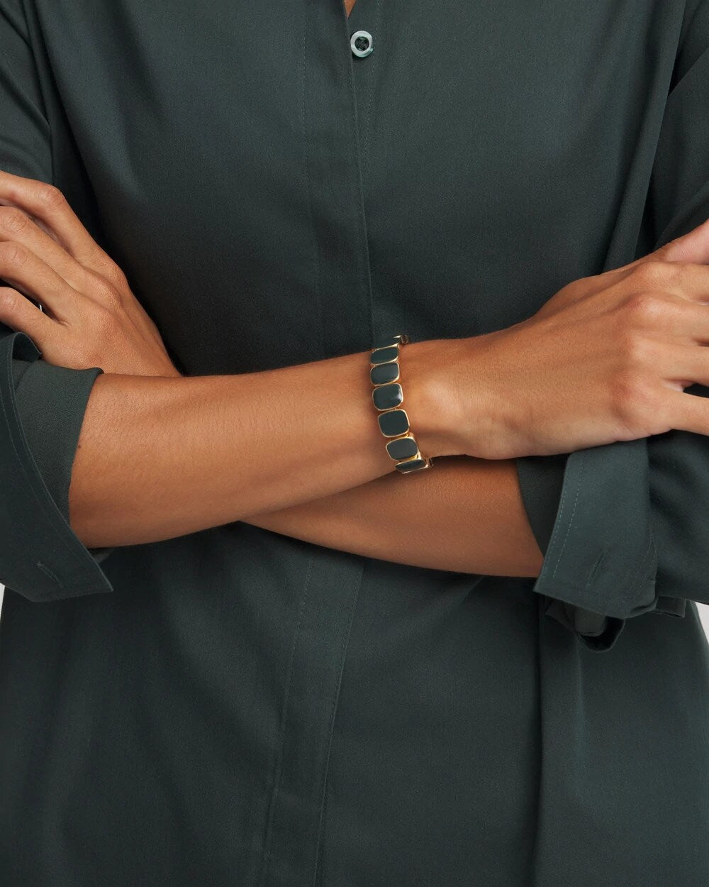 Chico's Jewelry Resin Goldtone Square Stretch Bracelet