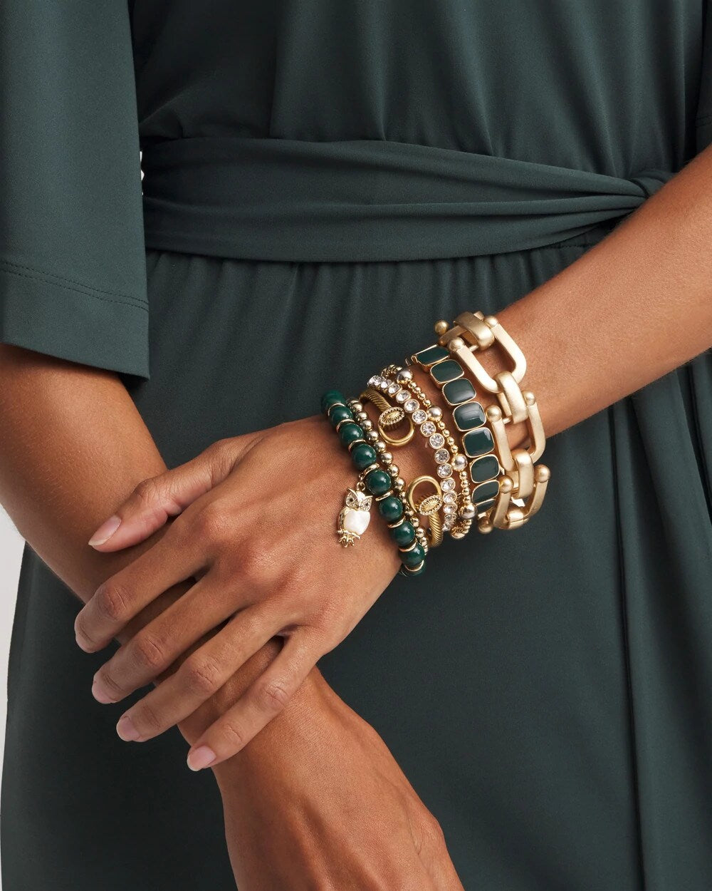 Chico's Jewelry Resin Goldtone Square Stretch Bracelet