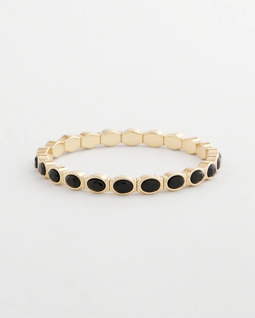 Chico's Jewelry Small Black Faceted Gem Stretch Cuff Bracelet