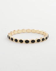 Chico's Jewelry Small Black Faceted Gem Stretch Cuff Bracelet