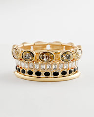 Chico's Jewelry Small Black Faceted Gem Stretch Cuff Bracelet