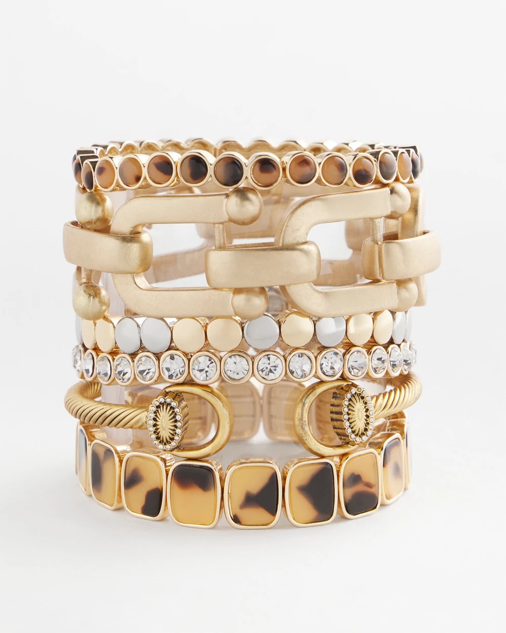 Chico's Jewelry Tortoise Goldtone Round Stretch Bracelet