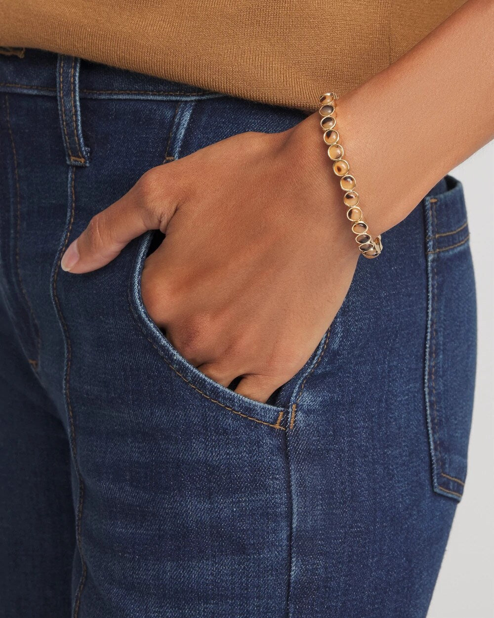 Chico's Jewelry Tortoise Goldtone Round Stretch Bracelet