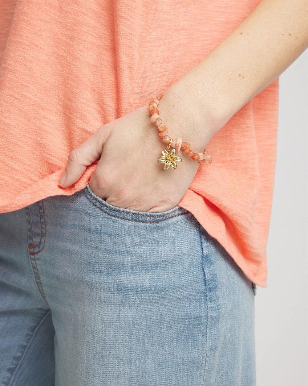 Chico's Jewelry Aventurine Stone Chips Charm Bracelet