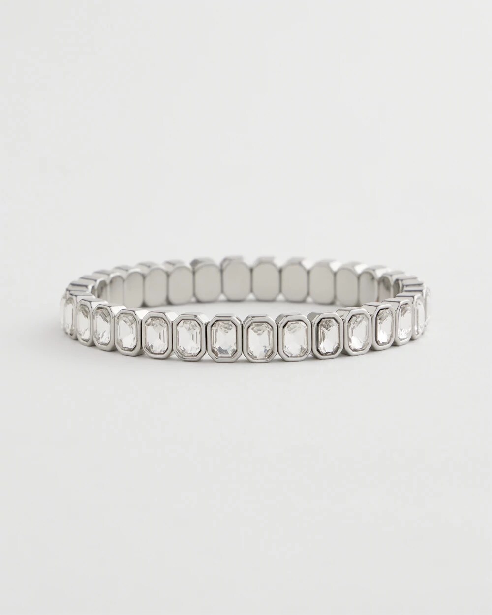Chico's Jewelry Silver Bezel Set Stretch Tennis Bracelet