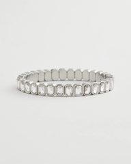 Chico's Jewelry Silver Bezel Set Stretch Tennis Bracelet