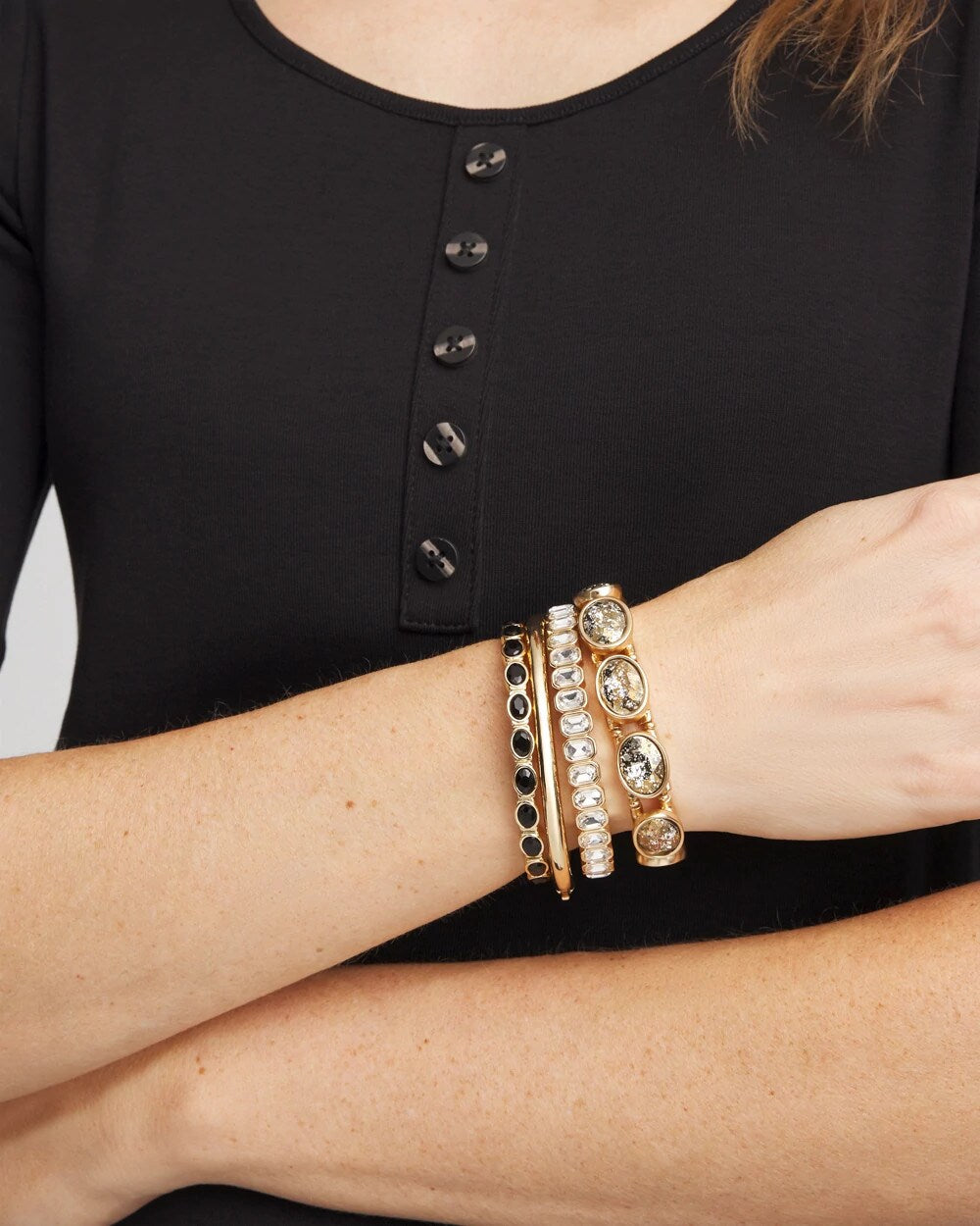Chico's Jewelry Large Faceted Gem Stretch Bracelet