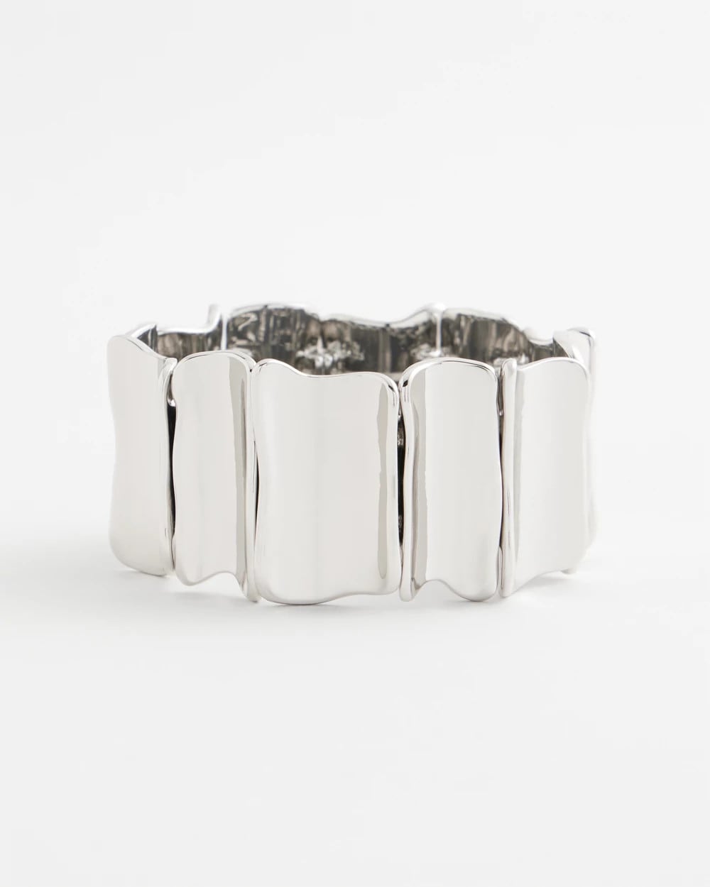 Chico's Jewelry Silvertone Wave Stretch Cuff Bracelet