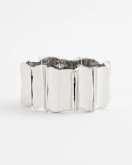 Chico's Jewelry Silvertone Wave Stretch Cuff Bracelet