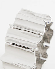Chico's Jewelry Silvertone Wave Stretch Cuff Bracelet