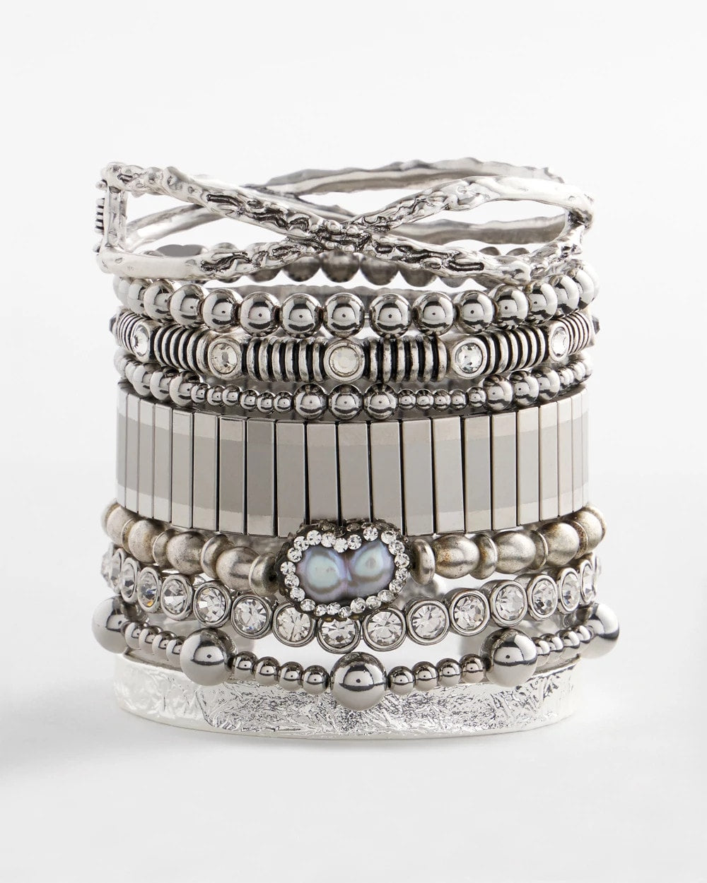 Chico's Jewelry Silver Tone Stretch Watchband Bracelet