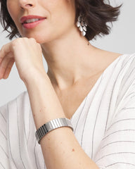 Chico's Jewelry Silver Tone Stretch Watchband Bracelet