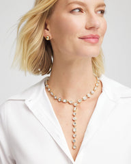 Chico's Jewelry Bezel Set Goldtone Y-Necklace